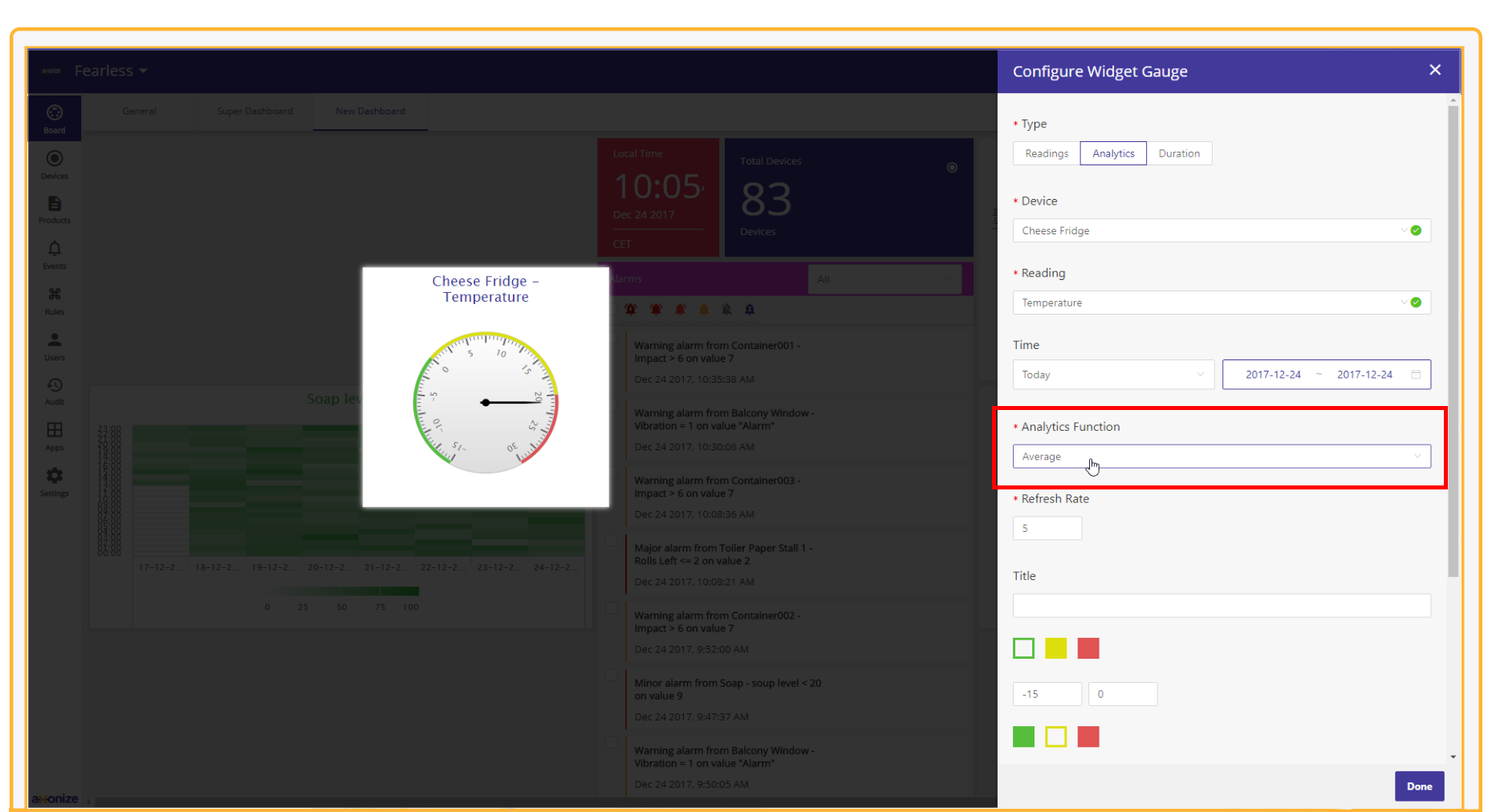 Axonize IoT Platform Highlights - Analytics Functions